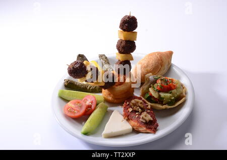 Kartoffel meatball stick Aperitif-platte Stockfoto