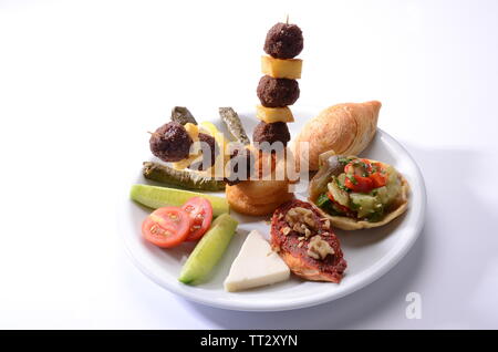 Kartoffel meatball stick Aperitif-platte Stockfoto