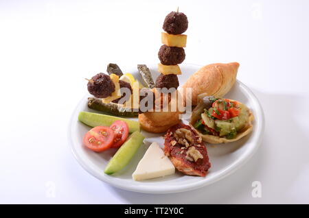 Kartoffel meatball stick Aperitif-platte Stockfoto