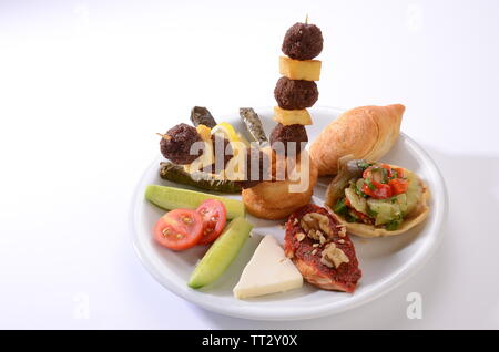 Kartoffel meatball stick Aperitif-platte Stockfoto