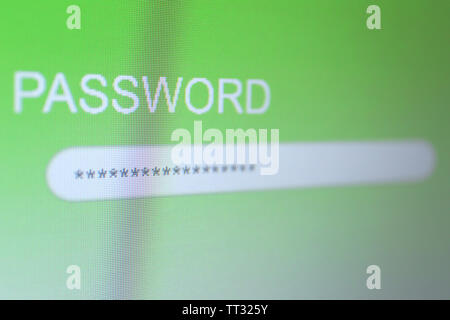 Kennwort auf Monitor Stockfoto