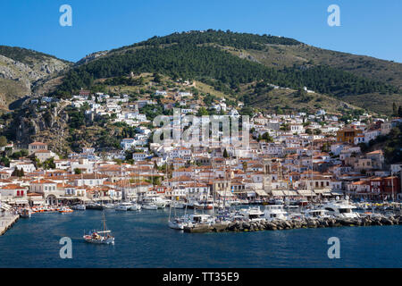 Griechenland, Saronische Inseln Hydra Hafen Stockfoto