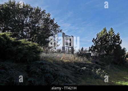 Die verlassenen Bahnhof in Ravenscar, North York Moors, die im März 1965 geschlossen. Die Station stand auf dem Scarborough nach Whitby. Stockfoto