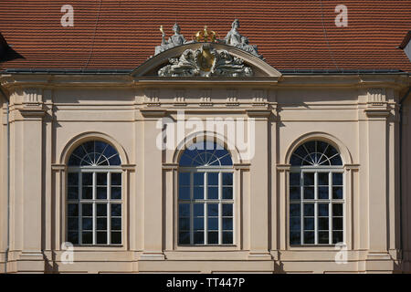 Schloss Schönhausen (deutsch: Schloss Schönhausen) ist ein Barockschloss in Niederschönhausen, im Bezirk Pankow, Berlin, Deutschland. Stockfoto