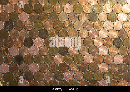 Flach der Pennies Stockfoto