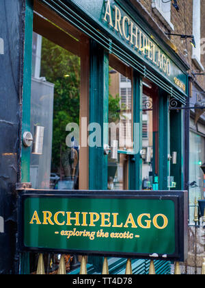 Archipel Restaurant Fitzrovia - Der Archipel ungewöhnliche Food Restaurant in der Cleveland Street, Westminster, London - exotisches Fleisch und Insekt Seiten Stockfoto