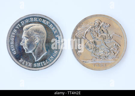 Vereinigtes Königreich 5 Schilling - George VI Münze - 1951 Stockfoto