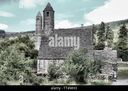 Der heilige Kevin Kirche in Glendalough, Irland Stockfoto