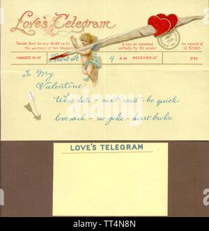 Liebe Telegramm mit Umschlag ca. 1895 Stockfoto