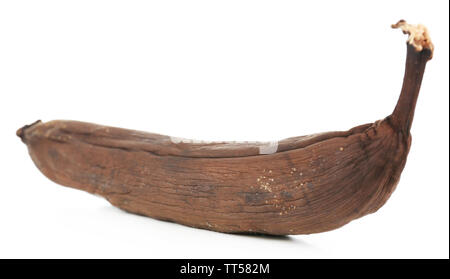 Schwarz faule Banane isoliert auf weißem Stockfoto