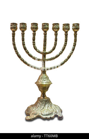 Der Menorah oder Sieben - Lampe Hebräisch Leuchter, Symbol des Judentums seit der Antike. Isoliert Stockfoto