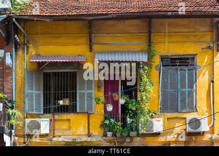 Gelbes Haus, Altstadt, Hanoi, Vietnam, Asien Stockfoto