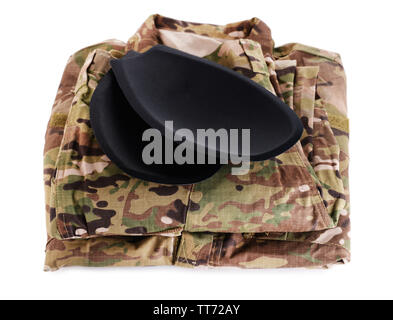 Uniformen khaki isoliert auf weißem Stockfoto