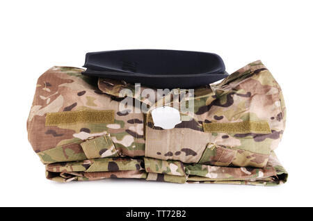 Uniformen khaki isoliert auf weißem Stockfoto