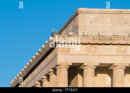 Lincoln Memorial Dach detail, Washington DC, USA - Dach Detail des Lincoln Memorial in Washington DC mit den Namen der uns Eingeschrieben, Stockfoto