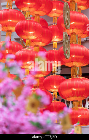 Chinesisches Neues Jahr Dekorationen auf Lee Tung Road, Wan Chai, Hong Kong Island, Hong Kong Stockfoto