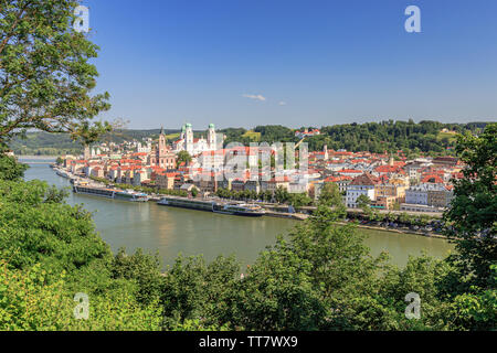Postkarte Ansicht von Passau an der Donau Stockfoto