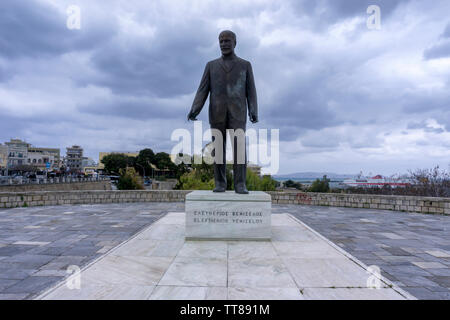 Heraklion, Kreta/Griechenland. Statue von Eleftherios Venizelos im Zentrum von Heraklion. Hervorragenden griechischen Führer des frühen 20. Jahrhunderts Stockfoto