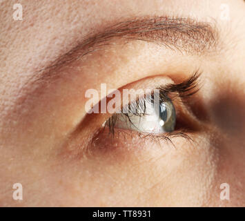 Weibliche Auge, Makro anzeigen Stockfoto