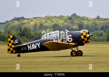 North American AT-6C Harvard IIA (G-TSIX) am Daks über der Normandie Airshow in Duxford am 4. Juni 2019 Stockfoto