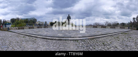 Heraklion, Kreta/Griechenland. Statue von Eleftherios Venizelos im Zentrum von Heraklion. Hervorragenden griechischen Führer des frühen 20. Jahrhunderts. Panorama Stockfoto