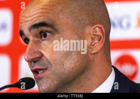 Brüssel, Belgien - 21. März 2019. Belgien National Football Team Coach Roberto Martinez auf einer Pressekonferenz nach der UEFA Euro 2020 Qualifikation mat Stockfoto