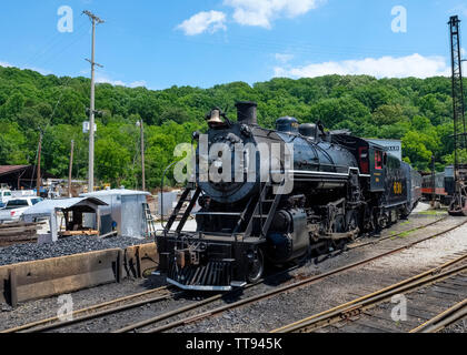 Amerikanische Dampflok. Südbahn 630. US-Konsolidierung Typ 2-8-0 bei Tennessee Valley Railroad in Chattanooga Tennessee Stockfoto