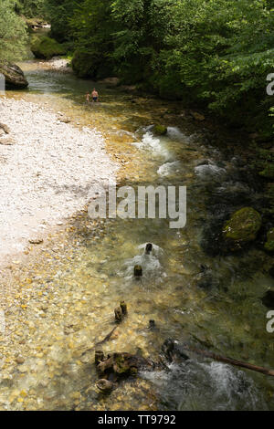 Der krumme Steyrling River, einem Nebenfluss des Steyr Fluss, in den Steyrschlucht, einem beliebten Trekking Gebiet in Oberösterreich Stockfoto