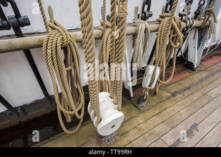 Das wichtigste Exponat, das Tall Ship.at Riverside Museum Stockfoto