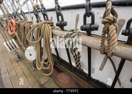 Das wichtigste Exponat, das Tall Ship.at Riverside Museum Stockfoto