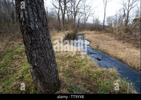 United States; Jan. 2, 2015: Der shearman Mill Trail ist ein 1,0 Meile, easy Loop Trail, der in der Nähe der Scheune auf die Parklandschaft östlich von Rt beginnt. 17. Diese Stockfoto