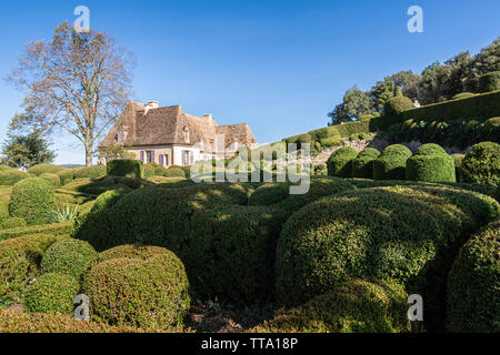 Die Gärten des Château de Marqueyssac im historischen Perigord Region in Frankreich Stockfoto