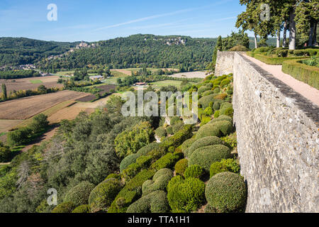 Tal der Dordogne und die hängenden Gärten von Marqueyssac Stockfoto