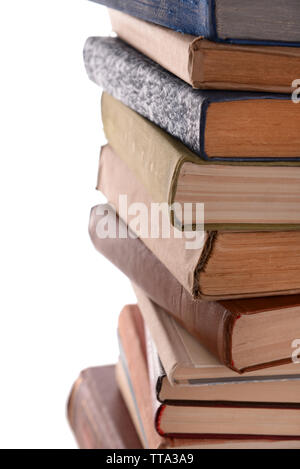 Haufen Bücher auf hellen Hintergrund Stockfoto