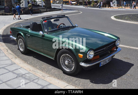 Klassische grüne Triumph TR6 Auto. Stockfoto