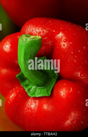 Gruppe von nassen bunte Paprika, Nahaufnahme Stockfoto