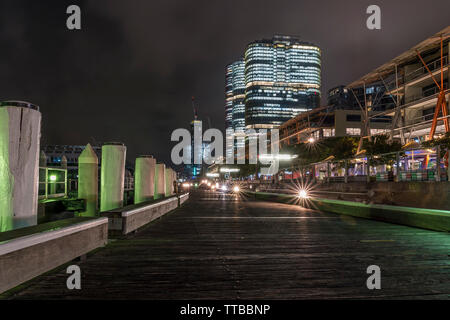 Die berühmten Darling Harbour pier, Sydney, Australien, ohne die Menschen in der Nacht Stockfoto