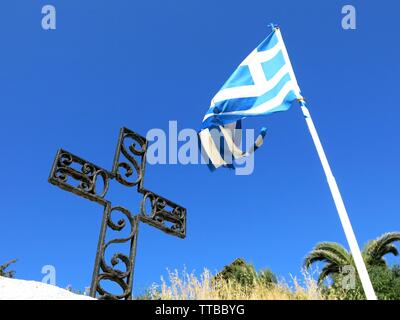 Heiligen Tempel der Feststellung der Ikone der Agia Pelagia, Strand Agia Pelagia, Kreta, Griechenland. Stockfoto