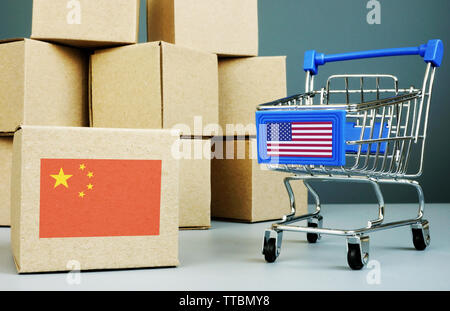 Amerikanische Tarif- und Handelsbilanz zwischen den USA und China. Stockfoto