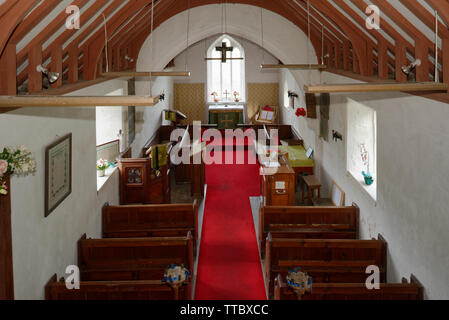 St. Peter, Trentishoe, Exmoor, Devon, UK Denkmalgeschützte Kirche aus dem 15. Jahrhundert galerie Musiker gesehen Stockfoto