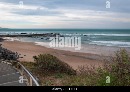 Strand von Biarritz, Frankreich: Malerische Stadt am Atlantik, in der Bucht von Biskaya. Aquitaine tourist resort für seine balsamische Luft bekannt. Stockfoto