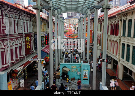 Pagoda Street, Singapur, Blick von der Treppe. Stockfoto