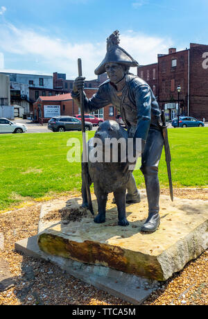 Statue von William Clark und sein Hund Seaman, Teil der Auf der Spur der Entdeckung Skulptur von George Lundeen in Paducah Kentucky USA Stockfoto