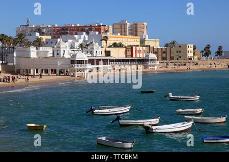 Spanien, Andalusien, Cadiz, Playa de la Caleta, Strand, Stockfoto