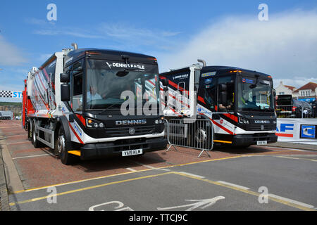 Bin Lkw-Racing am Meer: Aktion aus den Nationalen Meisterschaften 2019 verweigern, Weston Super-Mare, Somerset, Großbritannien Stockfoto