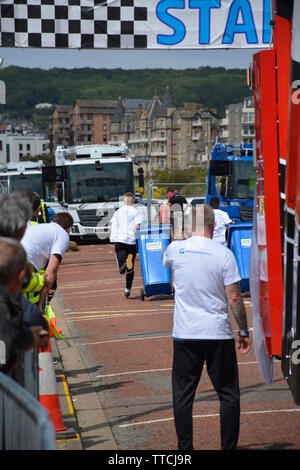 Bin Lkw-Racing am Meer: Aktion aus den Nationalen Meisterschaften 2019 verweigern, Weston Super-Mare, Somerset, Großbritannien Stockfoto