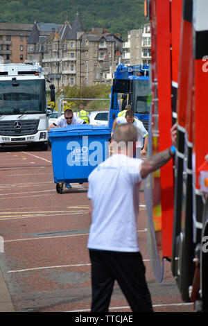 Bin Lkw-Racing am Meer: Aktion aus den Nationalen Meisterschaften 2019 verweigern, Weston Super-Mare, Somerset, Großbritannien Stockfoto