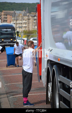 Bin Lkw-Racing am Meer: Aktion aus den Nationalen Meisterschaften 2019 verweigern, Weston Super-Mare, Somerset, Großbritannien Stockfoto