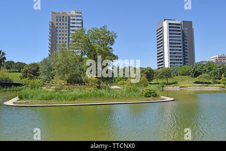 Park Diagonal Mar in Barcelona. Stockfoto