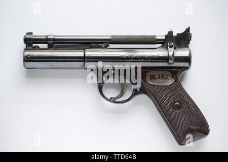 Ein webley & Scott'S .22 'Variegata' Feder-betriebene Luftpistole. Diese Art von Luftgewehr in Birmingham, England gemacht wurden, sehr gut gemacht und haben Coll geworden Stockfoto